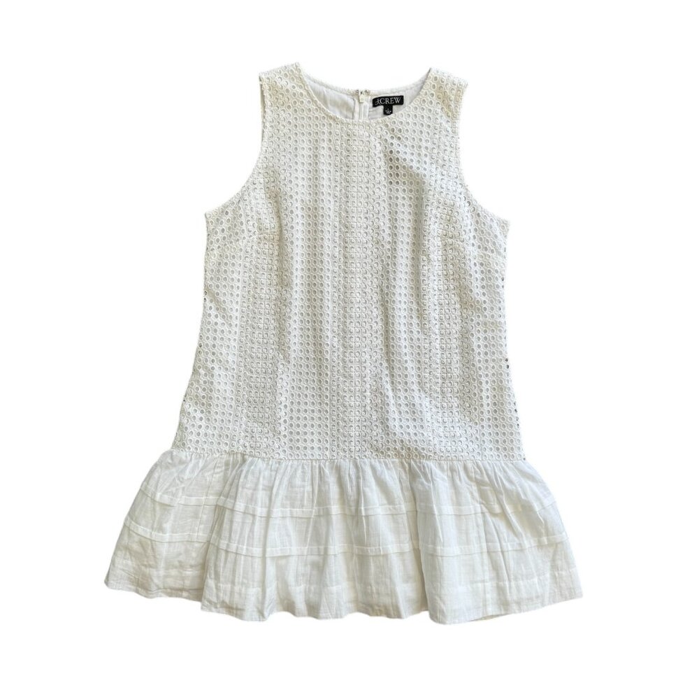 NWT J. Crew White Eyelet Short Dress, Lined